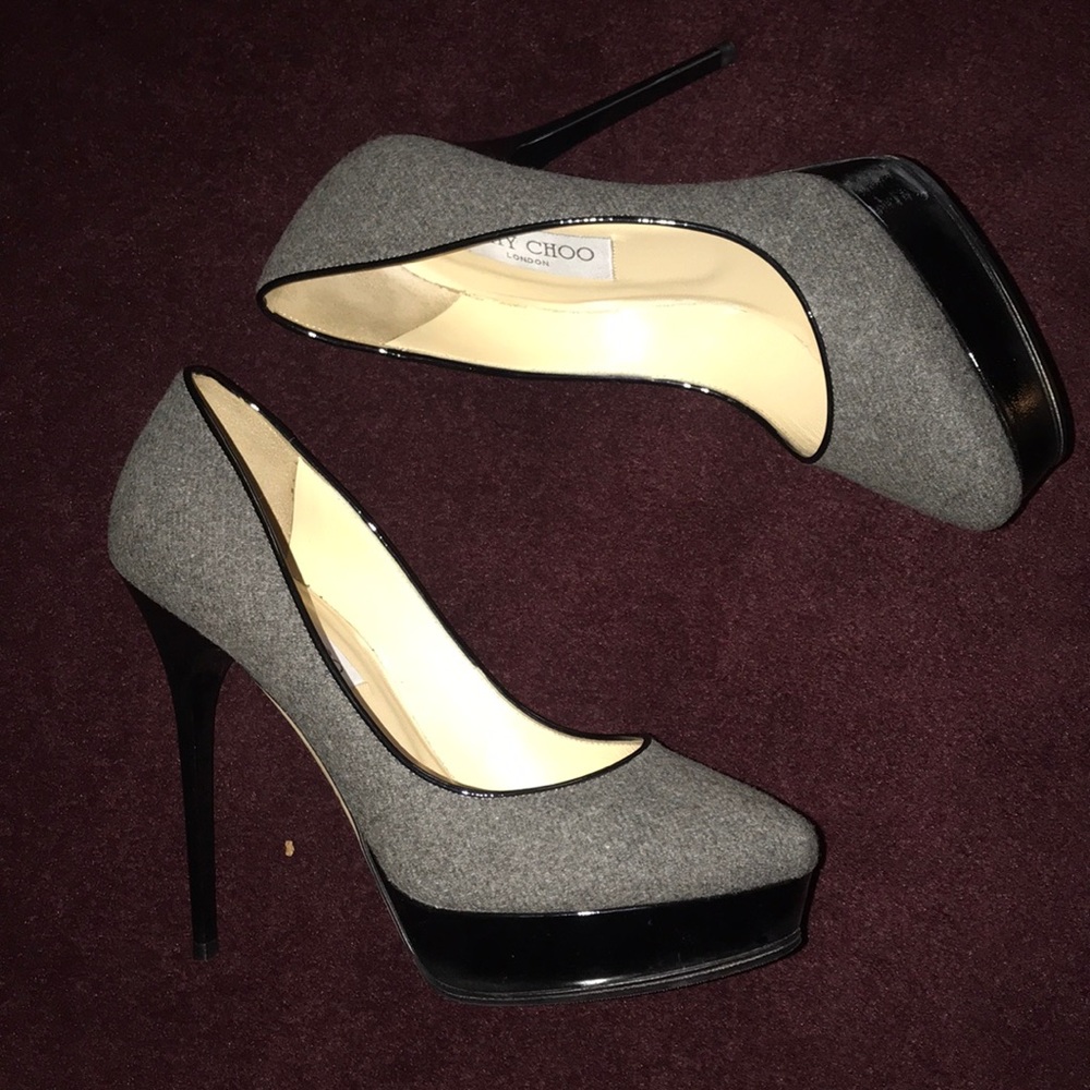 ❤️JIMMY CHOO COSMIC GREY FLANNEL PUMP - Picture 4 of 8